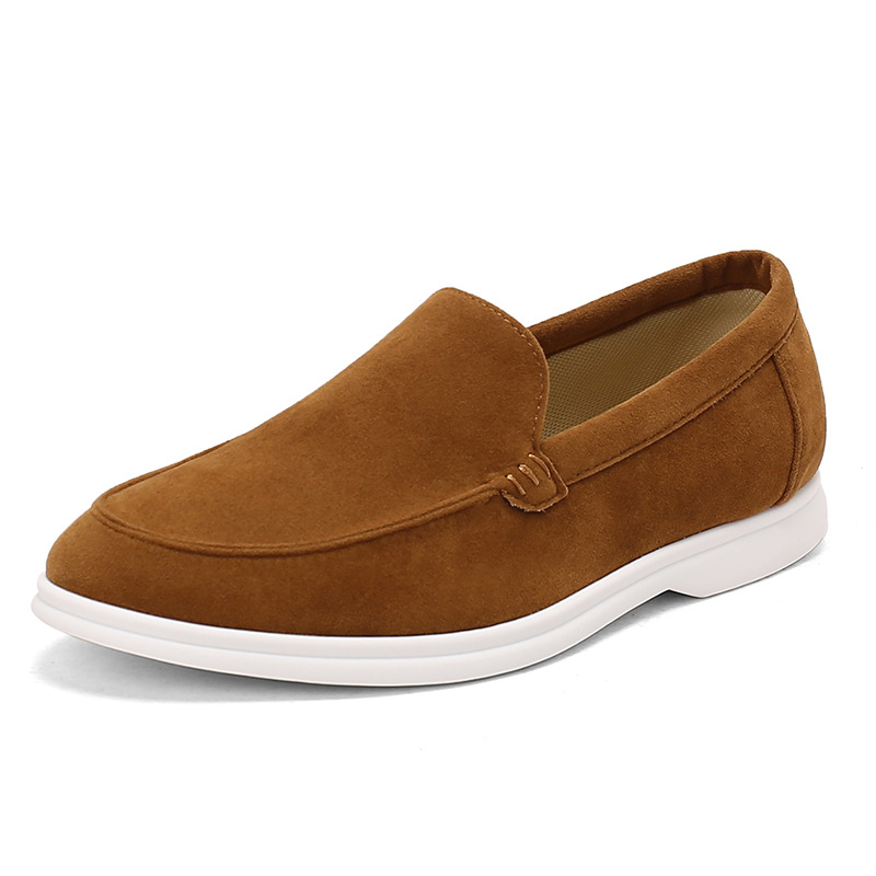 Santimon Men's Suede Loafers Slip-On Casual Shoes Soft Flat Sole Comfortable Driving Office Shoe