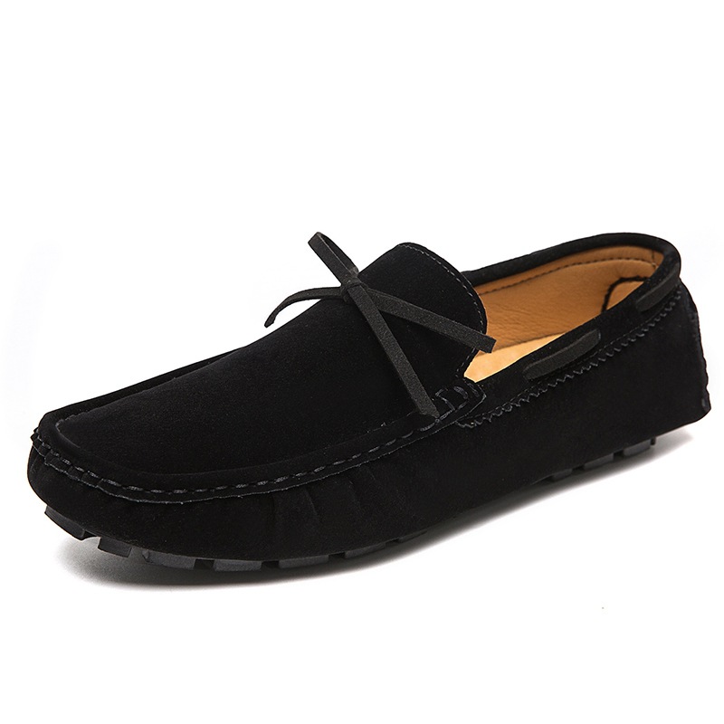 Low Shoes for Men Vegan Leather Deck Shoes Stitching Suede Rubber Sole Non-Slip Comfortable Lightweight Classic Slip On Outdoor