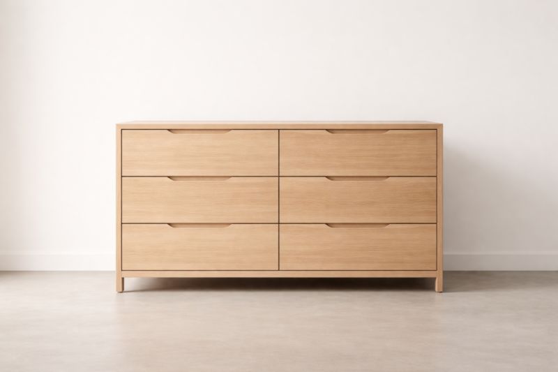 Commode 6 tiroirs en bois de chêne