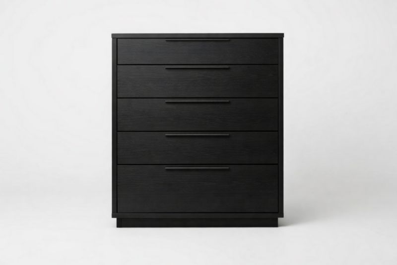 Commode en Bois d'ingénierie Noir 5 Tiroirs