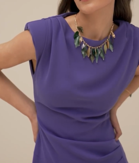 Vestido corto azul hombros