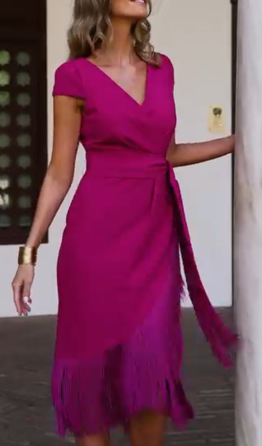 Tassel Decorated Wrap Dress