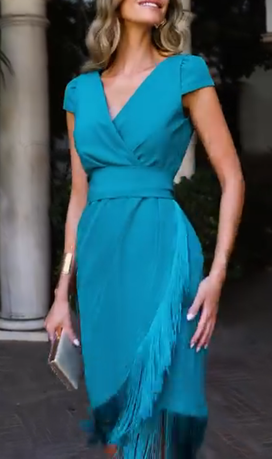 Tassel Decorated Wrap Dress