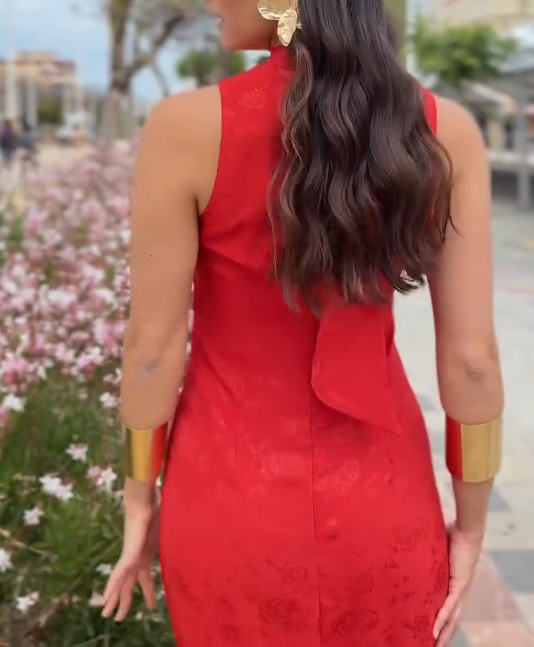 Red Tasseled Fishtail Dress