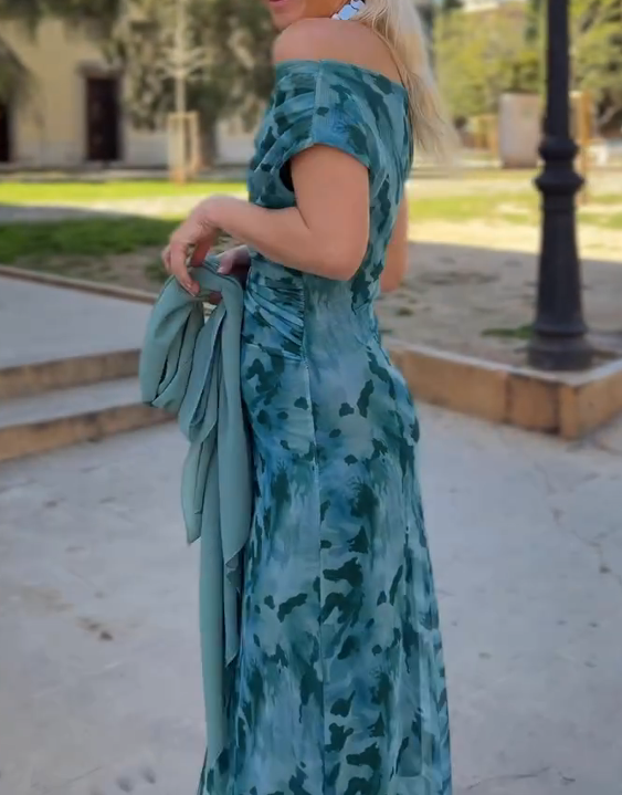 Tie-Dye One-Shoulder Mesh Dress