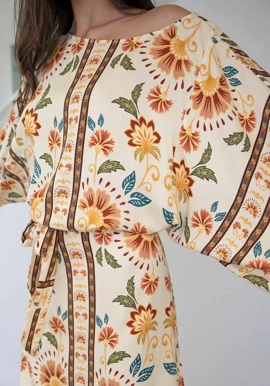 Luminosity Cream Floral Tie Dress