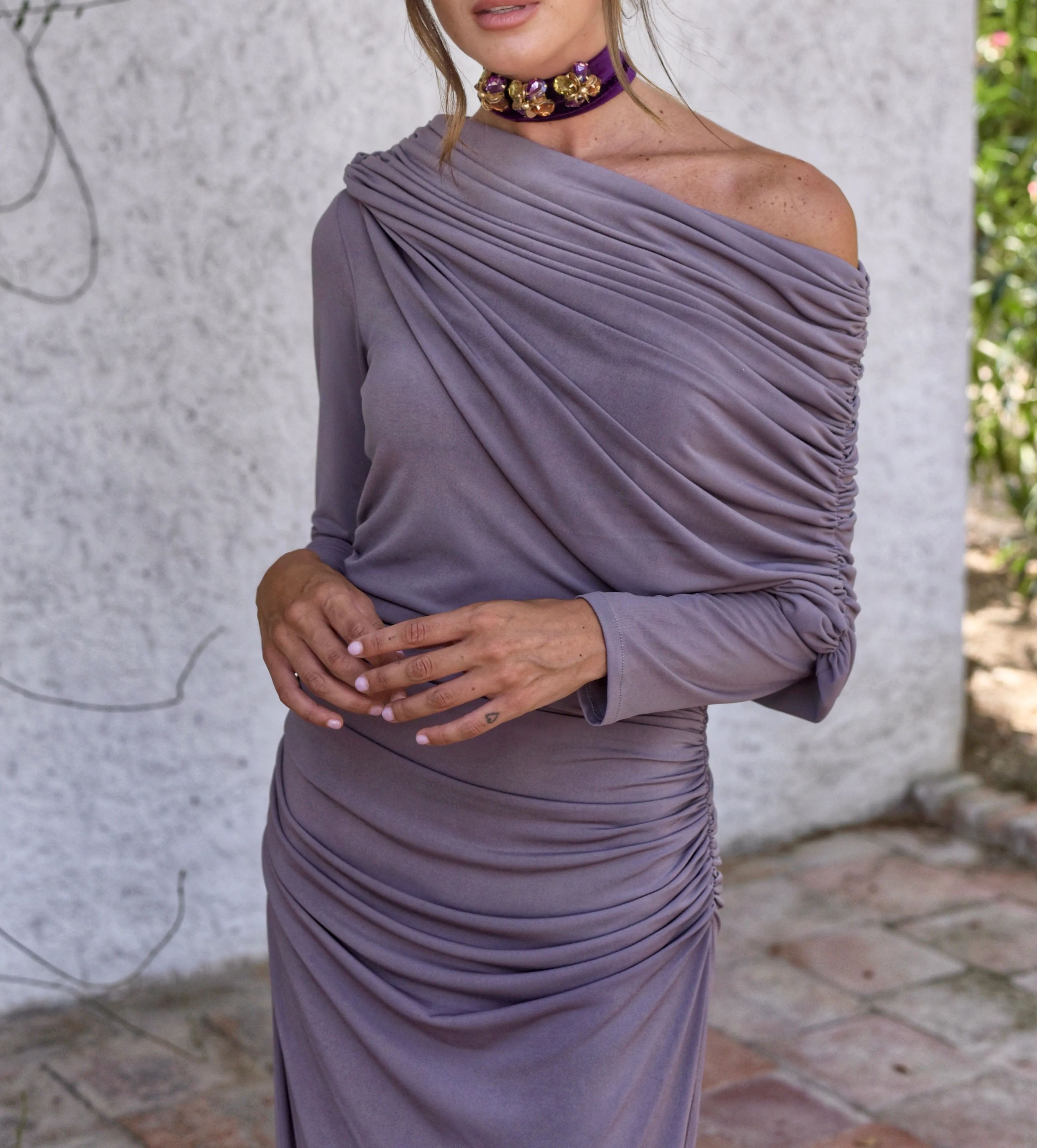 Vestido plomo topo