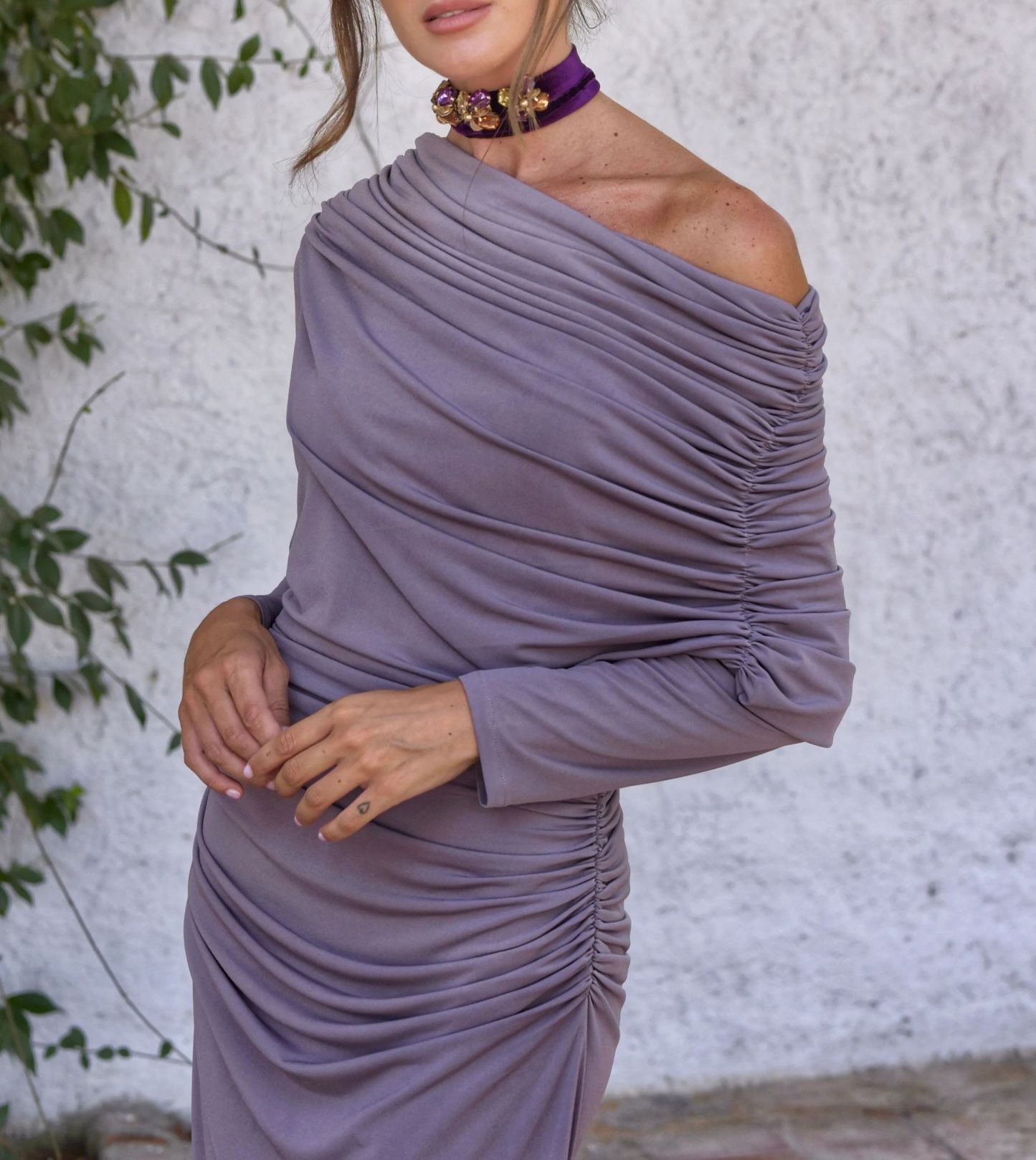 Vestido plomo topo