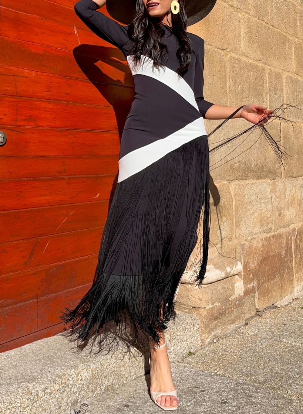 vestido carmen flecos