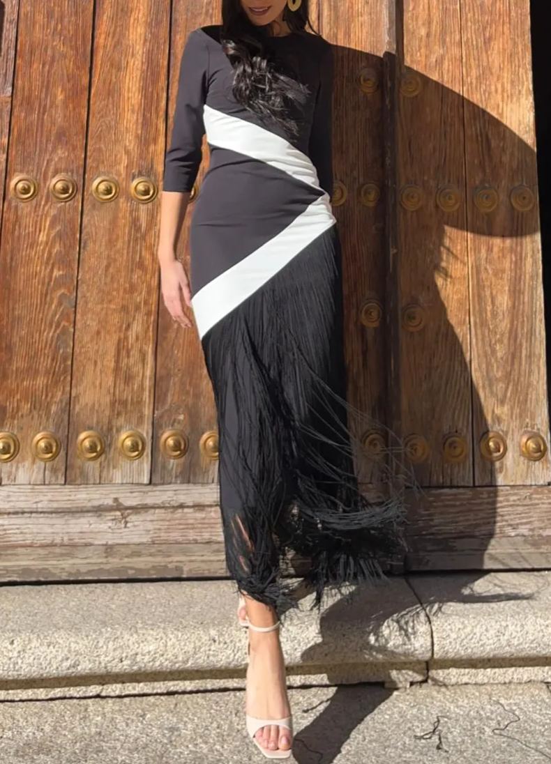 vestido carmen flecos