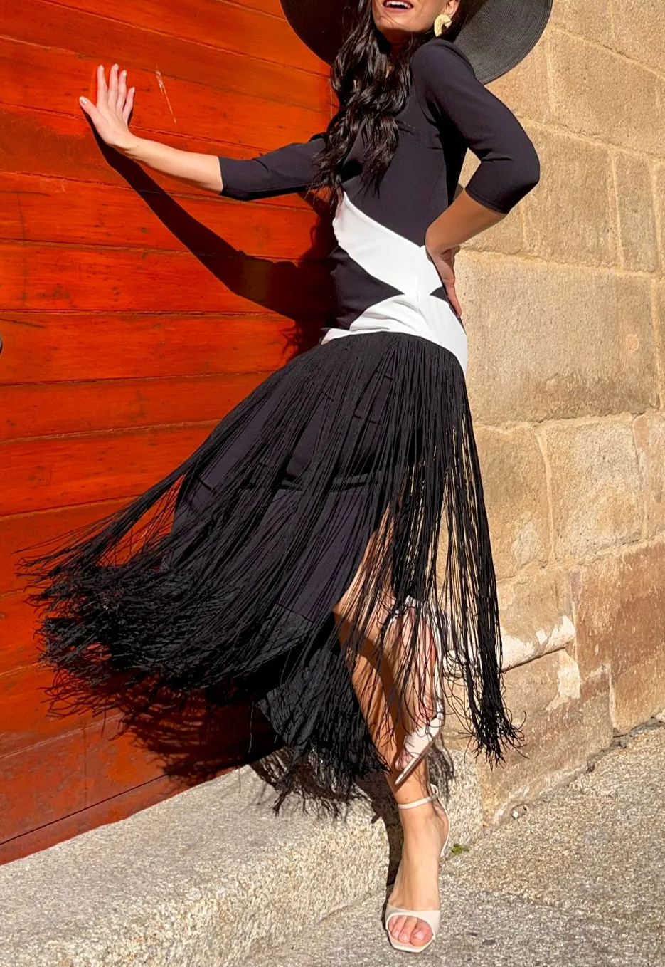 vestido carmen flecos