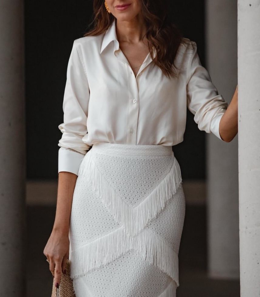 Satin Tassel Knit Skirt Set