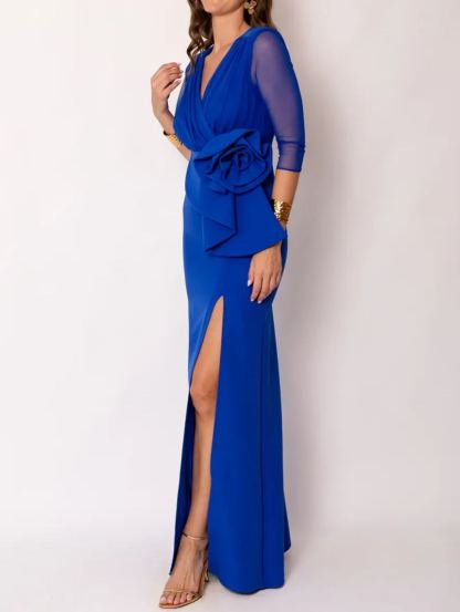 Long blue floral maxi dress