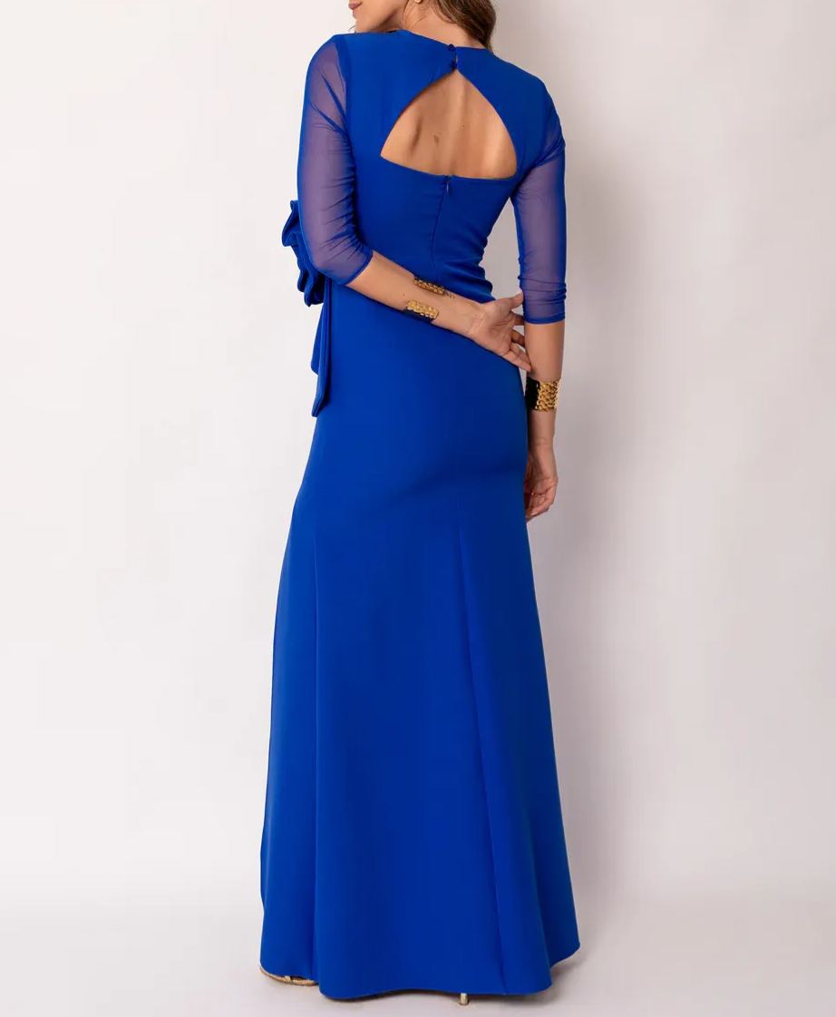 Long blue floral maxi dress