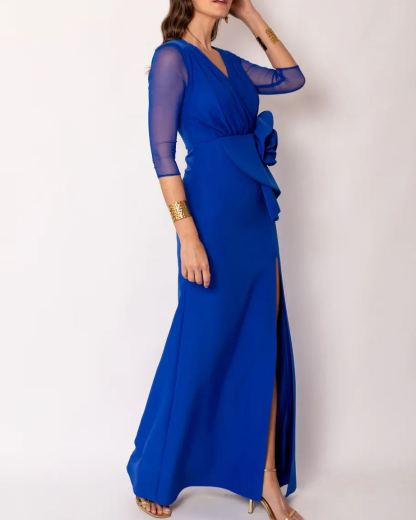 Long blue floral maxi dress