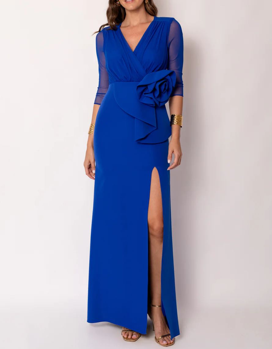 Long blue floral maxi dress