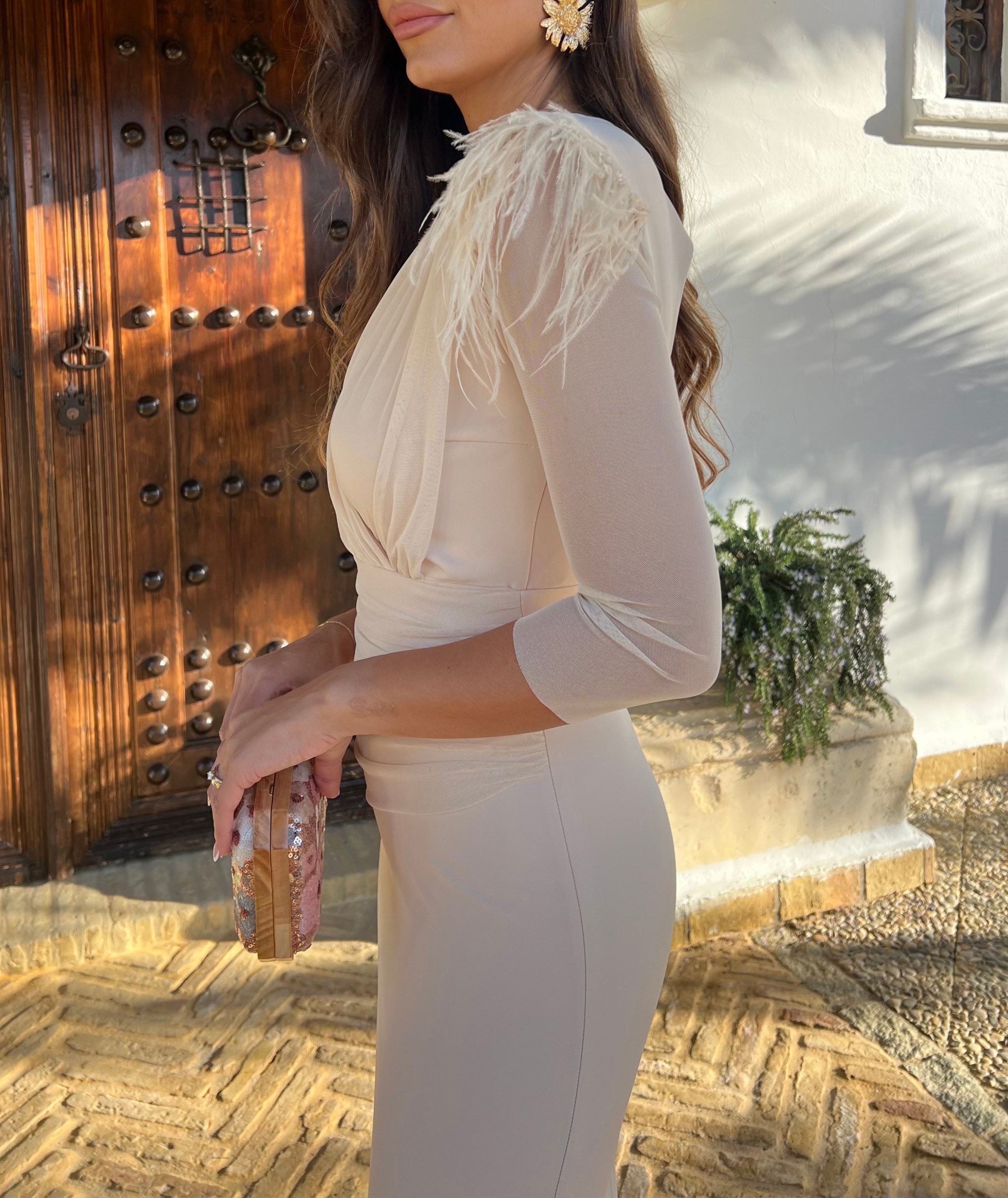 Vestido Leonor Beige “Made in Spain” Escote V