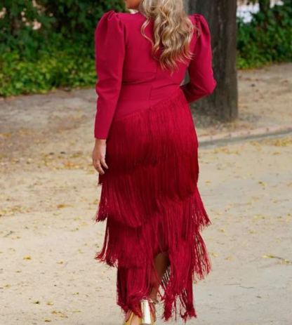 Burgundy tassel dress