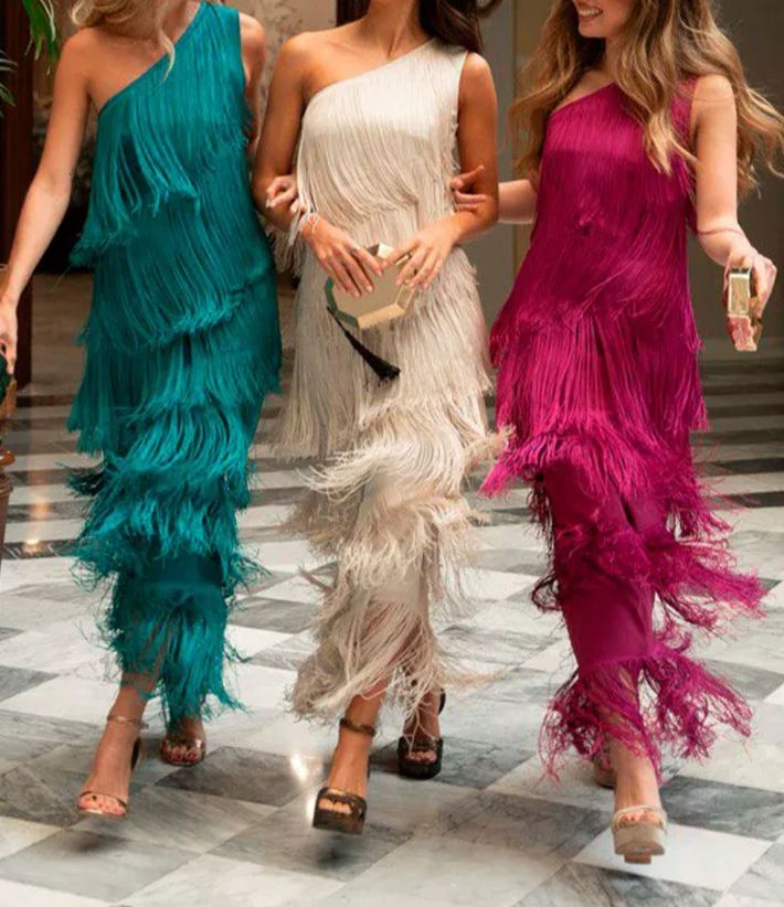 Blue tassel dress