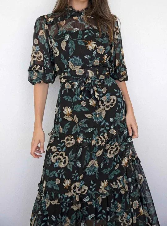 Premonition Black Floral Maxi Dress