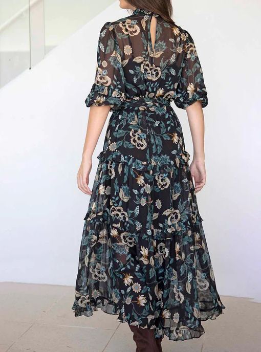 Premonition Black Floral Maxi Dress