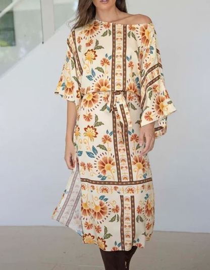 Luminosity Cream Floral Tie Dress