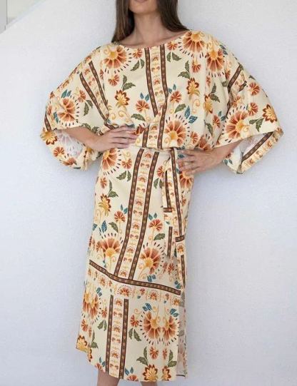 Luminosity Cream Floral Tie Dress