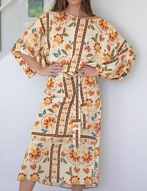 Luminosity Cream Floral Tie Dress
