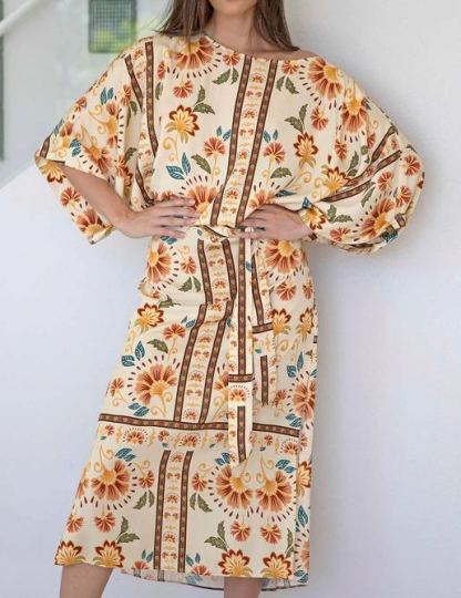 Luminosity Cream Floral Tie Dress