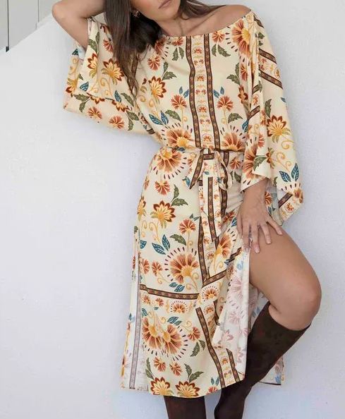 Luminosity Cream Floral Tie Dress