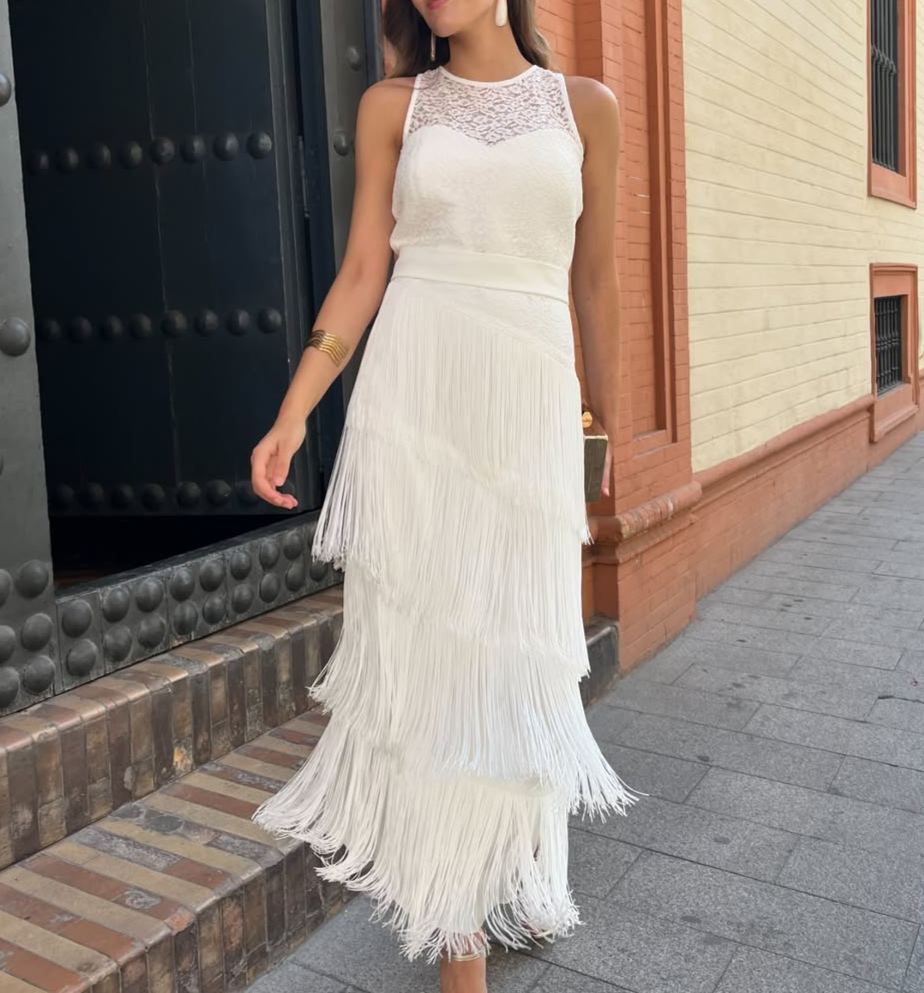 Lace Tassel Sleeveless Maxi Dress