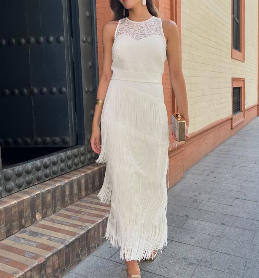 Lace Tassel Sleeveless Maxi Dress