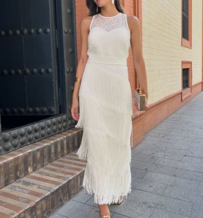 Lace Tassel Sleeveless Maxi Dress
