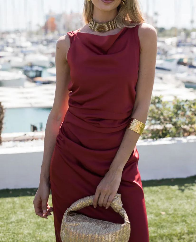 Deep Blue Maxi Dress with Crisscross Back Design