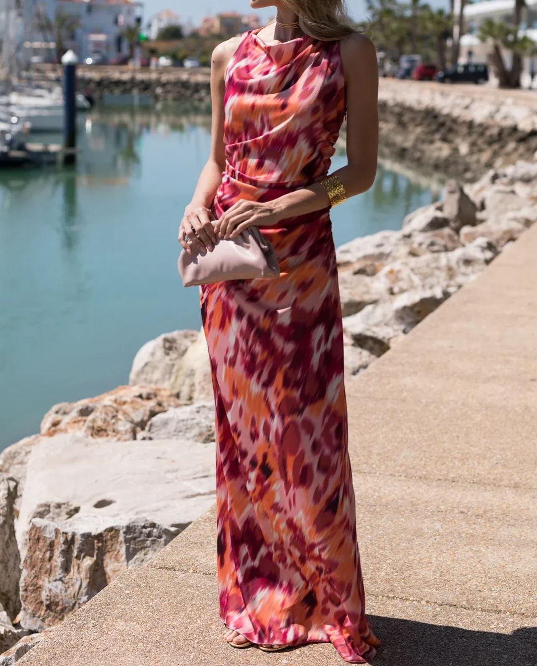 Backless Maxi Dress with Crisscross Design