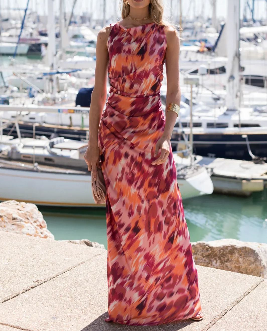 Backless Maxi Dress with Crisscross Design