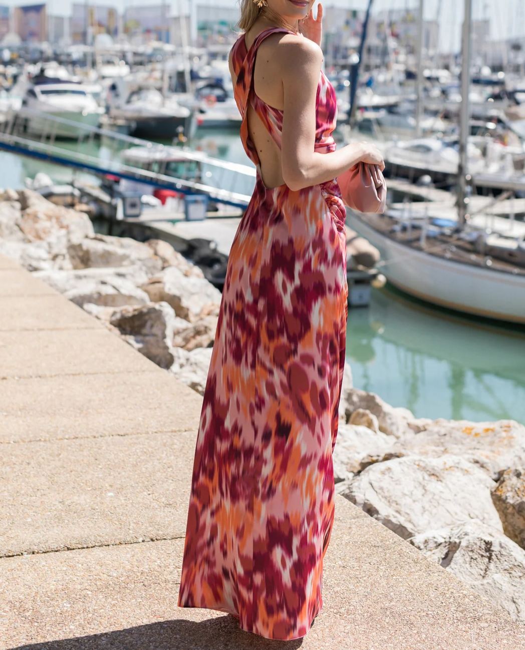 Backless Maxi Dress with Crisscross Design