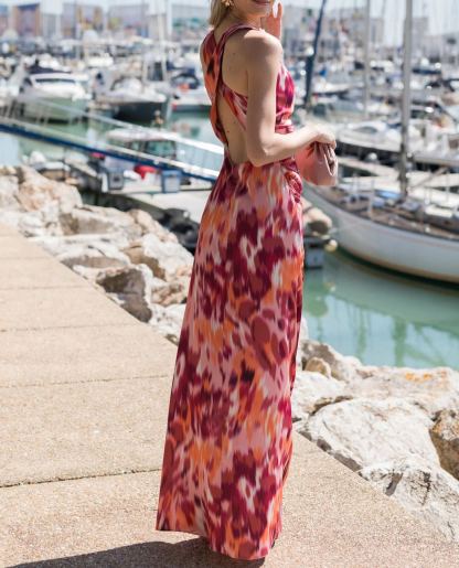 Backless Maxi Dress with Crisscross Design