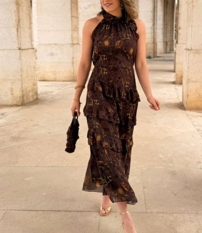 Midi Dress with Ruffles