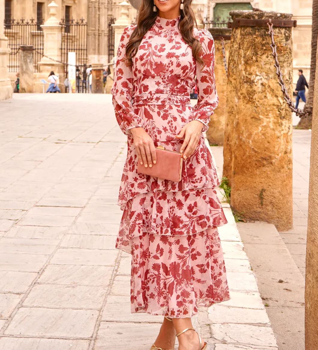 Mabel Dress - Pink/Taupe