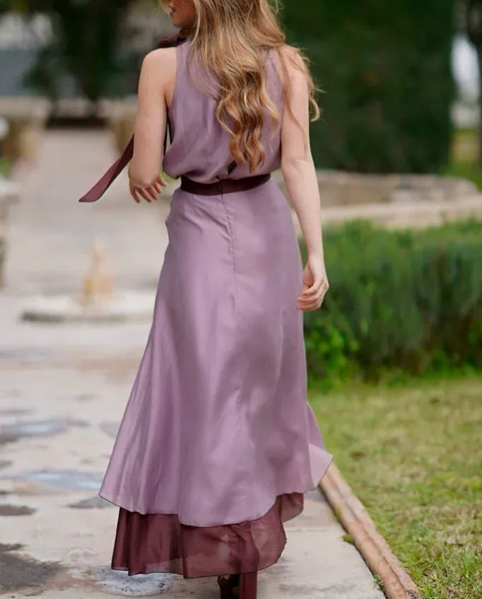 Lilac Purple Halter Neck Loose Dress