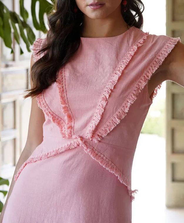 Dress with Textured Trim