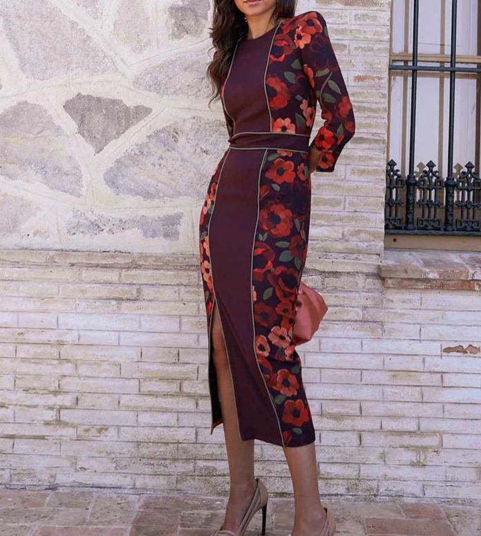 Burgundy Floral Dress