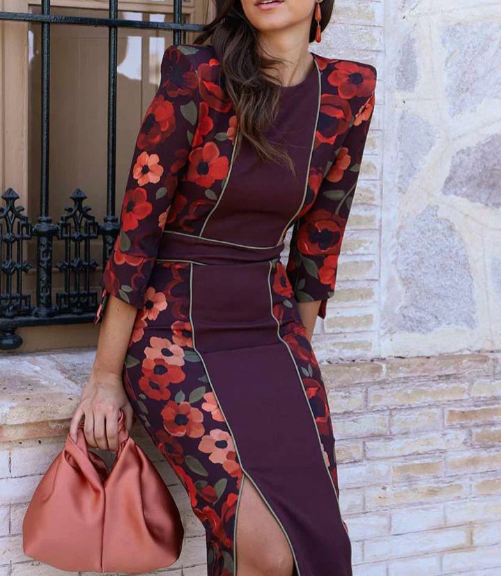 Burgundy Floral Dress