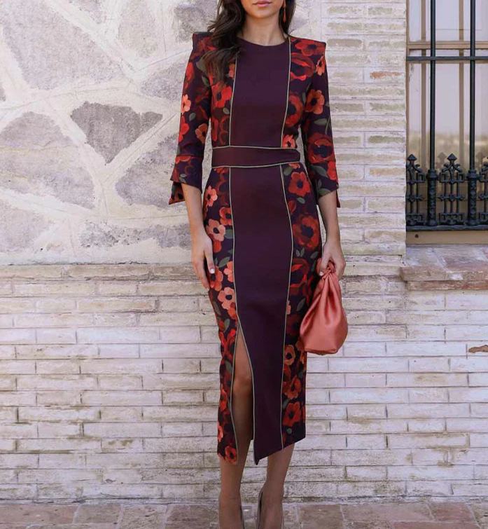 Burgundy Floral Dress
