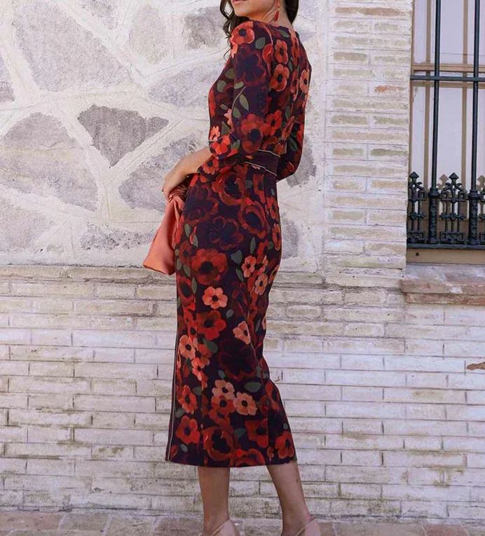 Burgundy Floral Dress