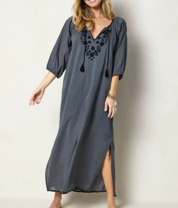 Christie Embroidered Cotton Maxi Dress