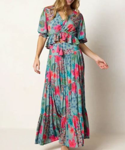 Elisa Ruffled Tie-Waist Dress