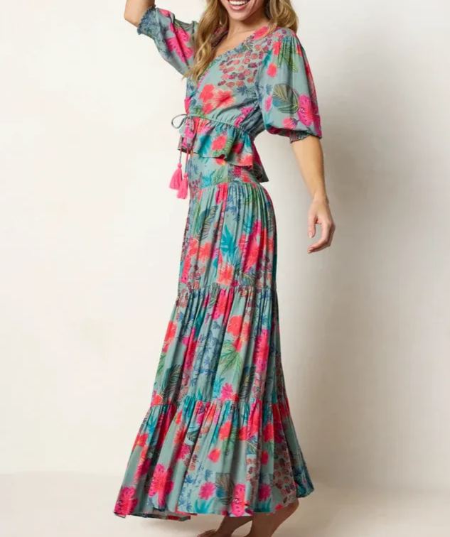 Elisa Ruffled Tie-Waist Dress