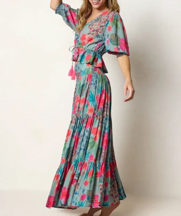 Elisa Ruffled Tie-Waist Dress